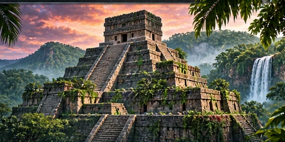 Concept illustration of a Maya-inspired jungle temple for Obsidian Conquest